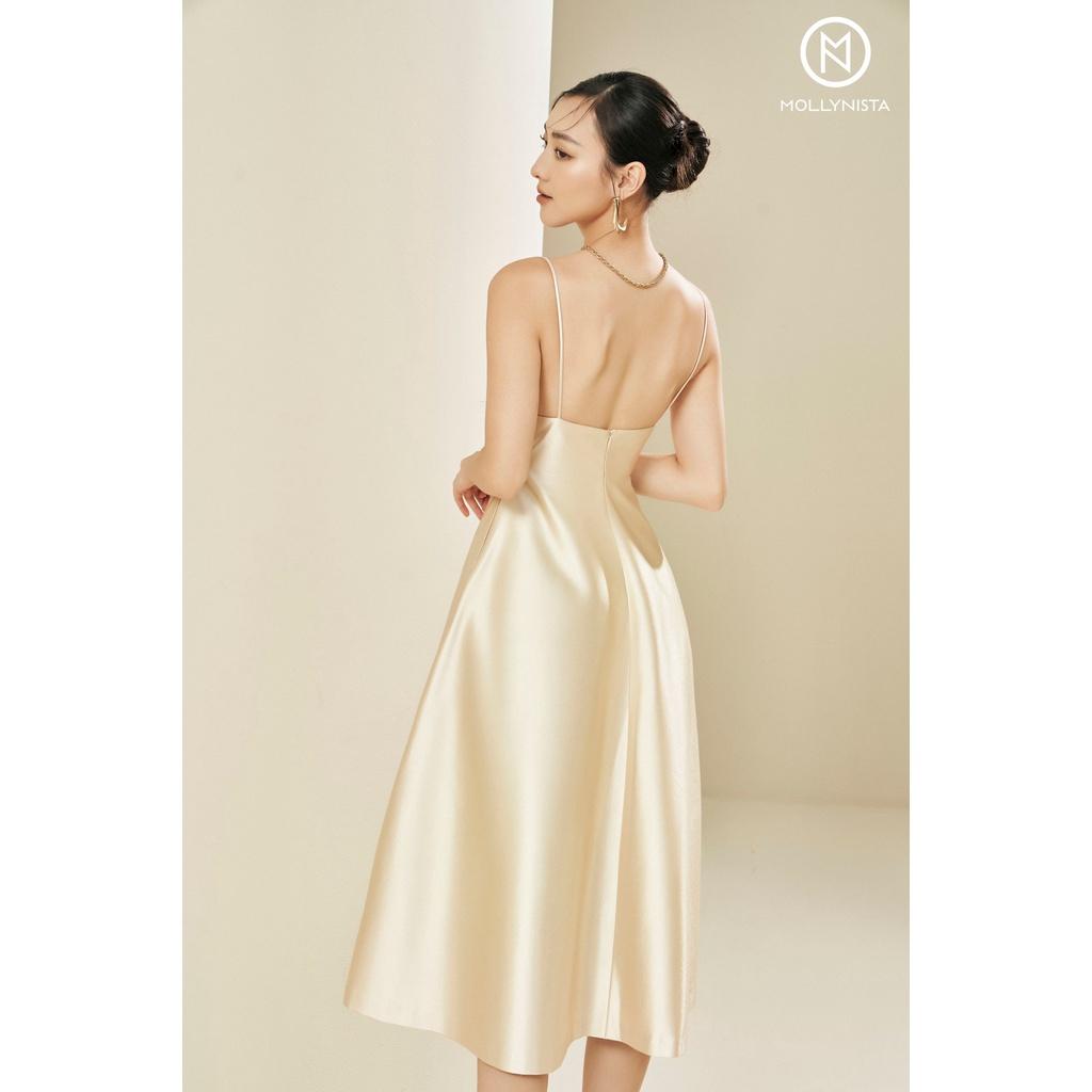 MOLLYNISTA - Đầm Marita 2 dây taffeta nhung cao cấp quyến rũ nữ tính thiết kế cao cấp tôn dáng đi chơi đi tiệc