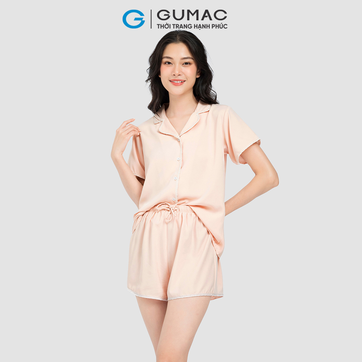 Set ngắn phối đăng ten thời trang GUMAC SC10061