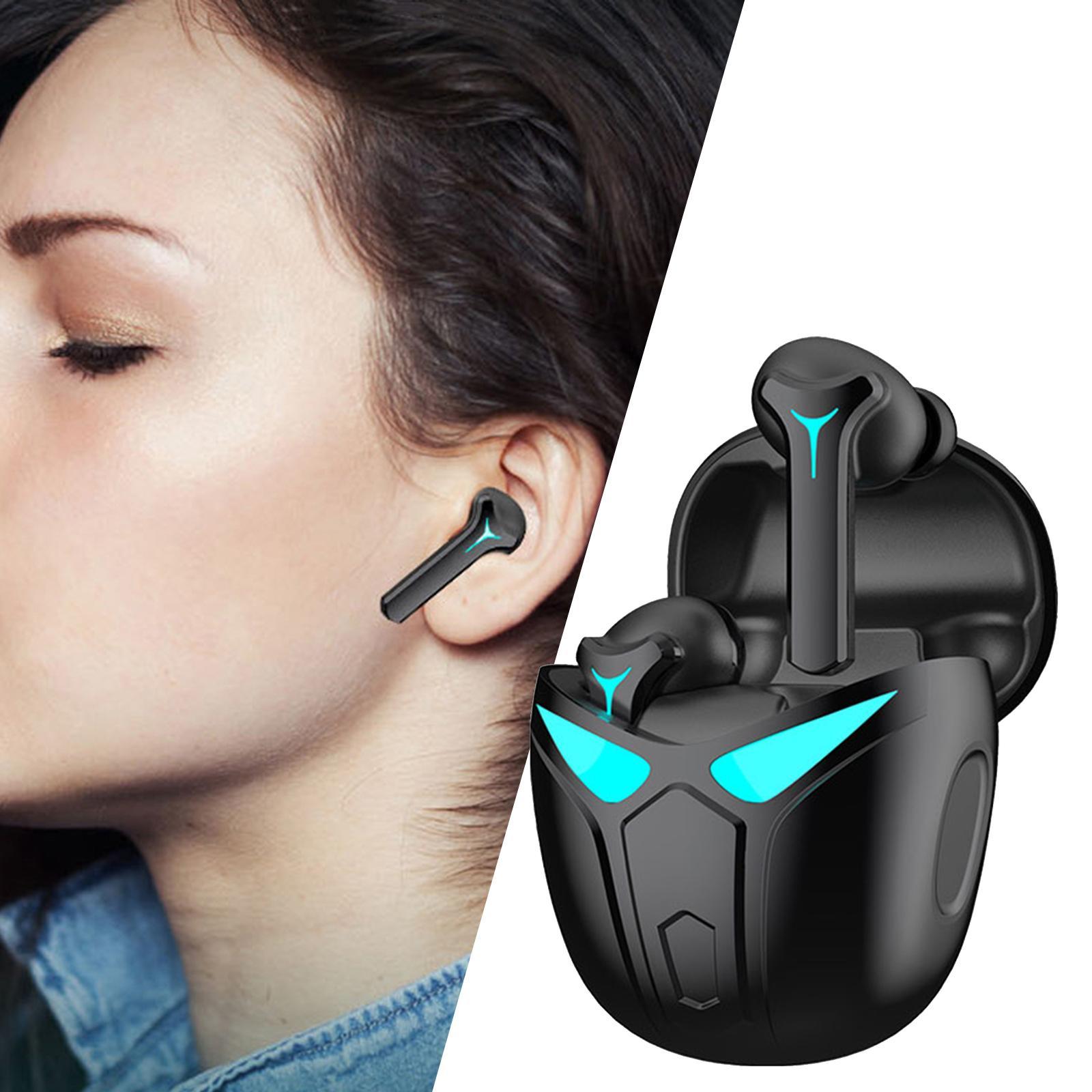 Wireless Gaming Earbuds, Bluetooth Headphones Noise Reduction, HiFi Stereo Earphones, Long Playtime with Charging Case, for Gamer Sports