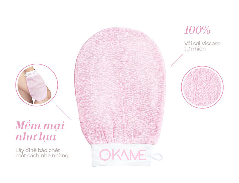 Bao Tay Lụa Tẩy Da Chết Ngừa Mụn Lưng Okame Natural Fiber Exfoliating Glove