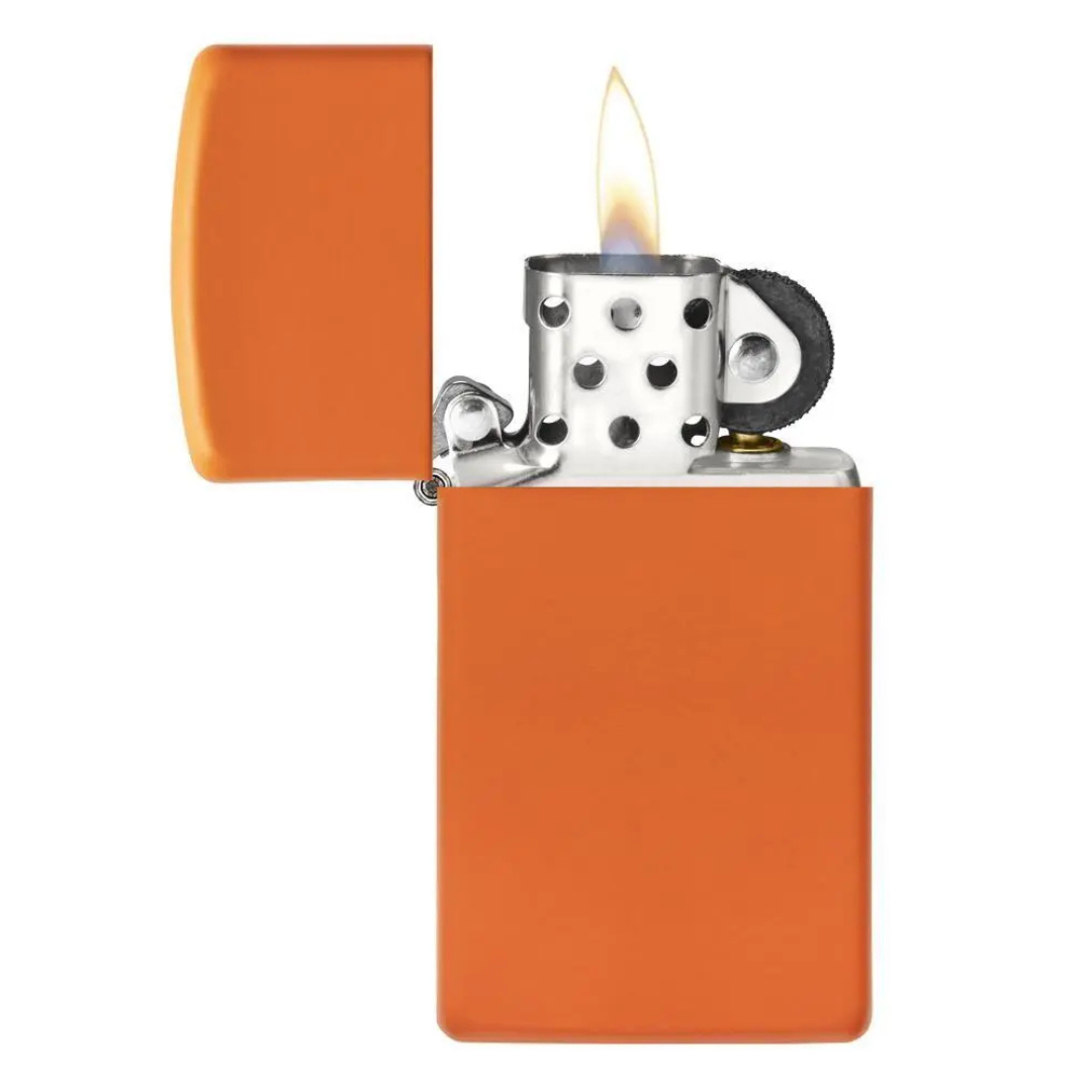 Zippo Slim Chính Hãng Mỹ Màu Cam Nhám Orange Matte – Thiết Kế Mỏng, Chống Gió, Bật Lửa Xăng Cao Cấp
