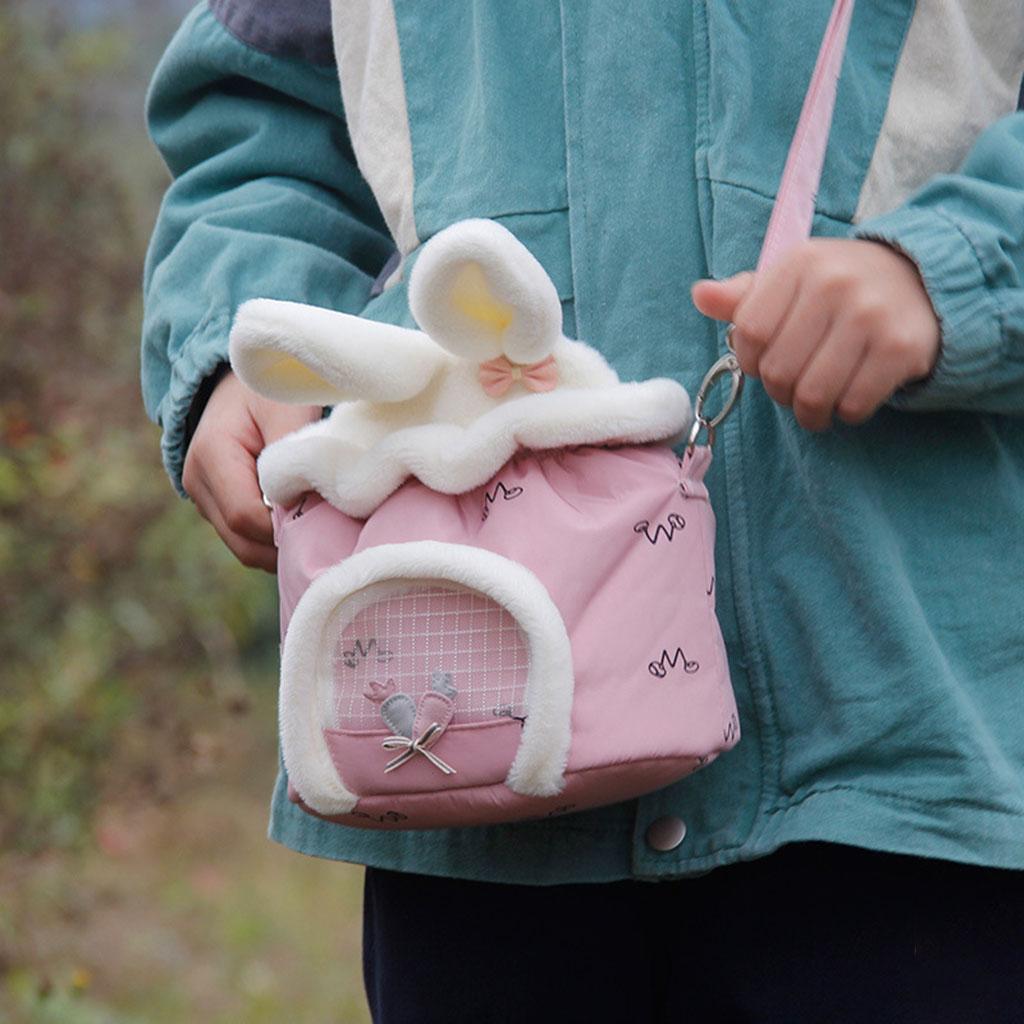 Hamster Carry Pouch Travel Carrier Breathable for Squirrel Hedgehog Pink