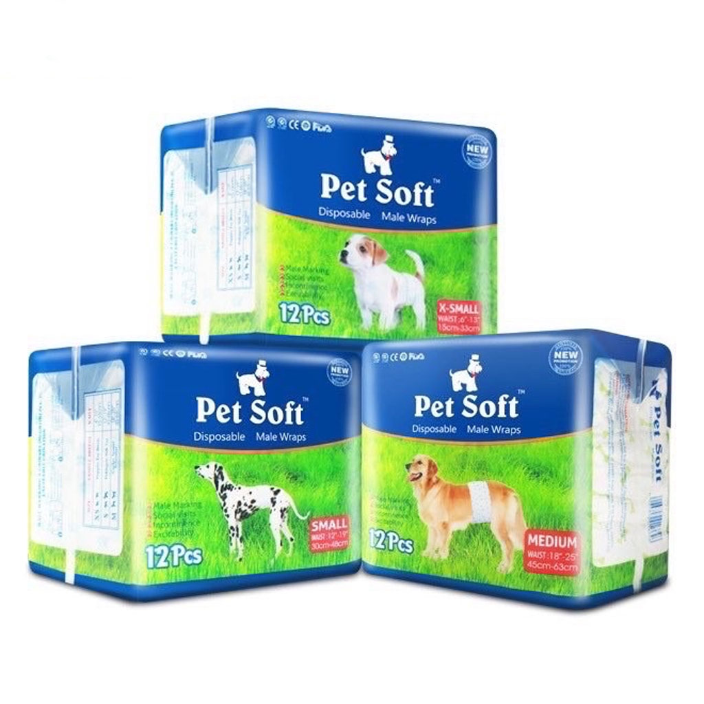 Bỉm Quần Vệ Sinh Cho Chó Đực Pet Soft Bịch 12 Miếng