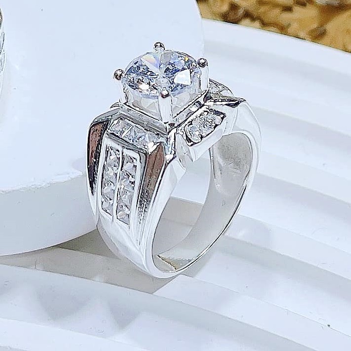 Nhẫn bạc nam mặt đá cao chất liệu bạc ta MS182