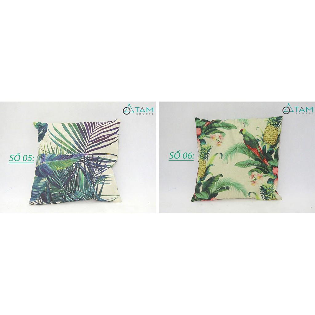 Vỏ gối vuông Canvas phong cách nhiệt đới Tropical