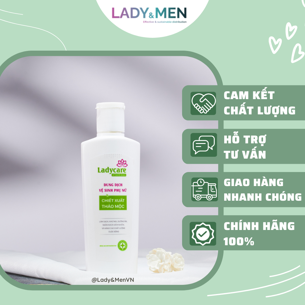 Dung dịch vệ sinh phụ nữ dạng gel Ladycare chiết xuất thảo mộc (100ml/chai)