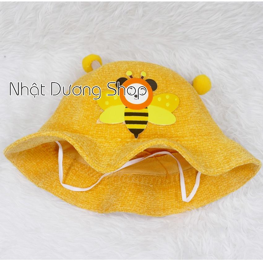 Nón tai bèo vành gợn sóng mũ tai bèo vành rộng hàng Quảng Châu dán hình con ong vàng dành cho trẻ em từ 2-4 tuổi