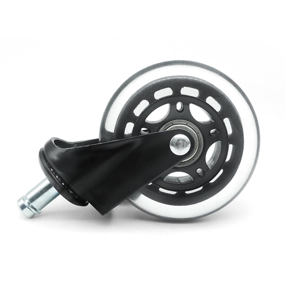 3-inch Circlip Black Transparent Wheel Polyurethane PU Silent Caster 5PCS Office Chair Wheel 360° Caster Wheel