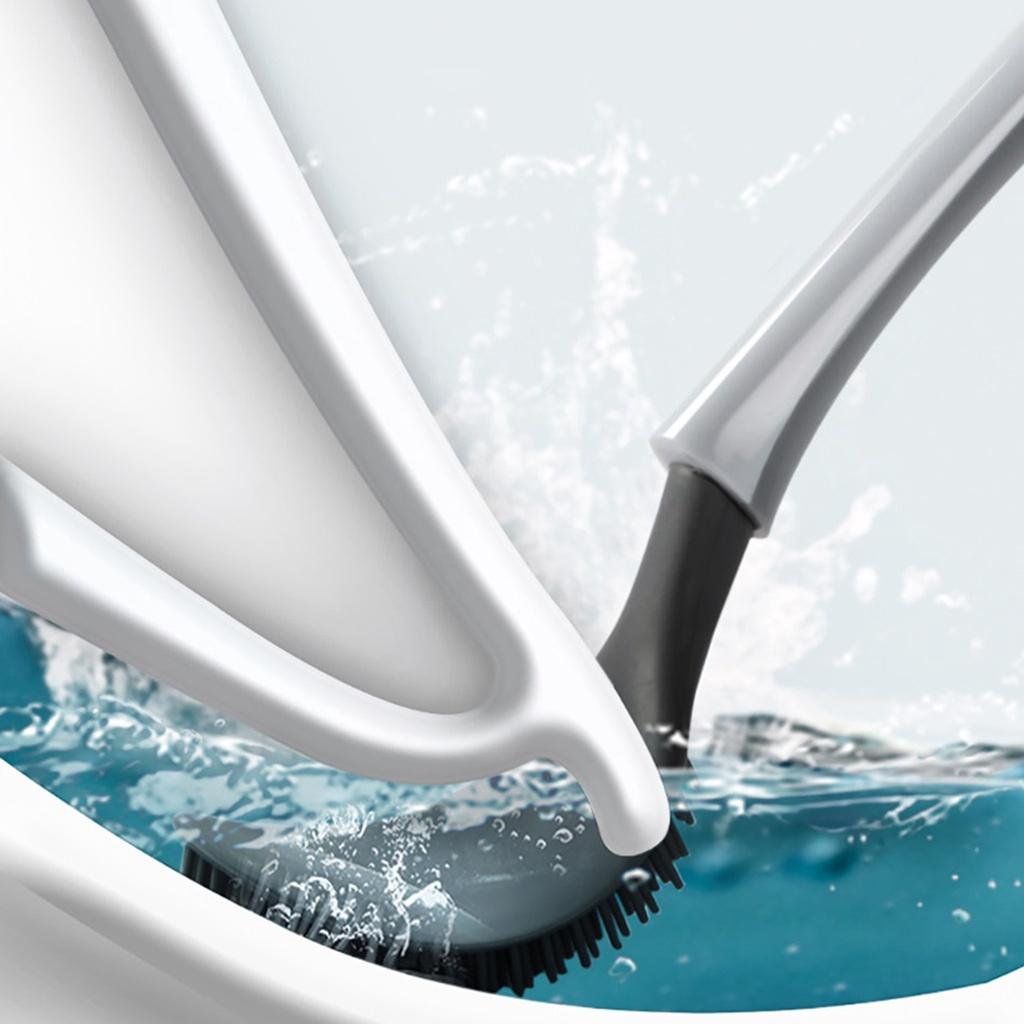 Chổi Cọ Toilet Bồn Cầu nhà tắm Silicon thông minh đầu L cọ sạch sâu, chống xước men sứ