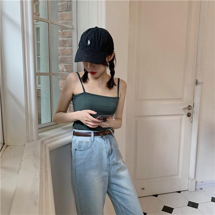 Áo thể thao bra hai dây bản to croptop màu đen CRA018