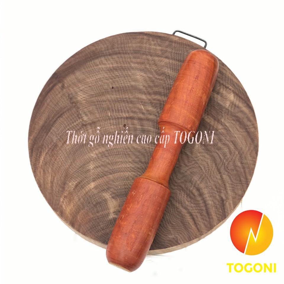 Combo 01 THỚT GỖ NGHIẾN 30cm Togoni cao cấp- Không tâm và 01 THỚT GỖ NGHIẾN cao cấp  24cm dày 2dùng để thái + chặt