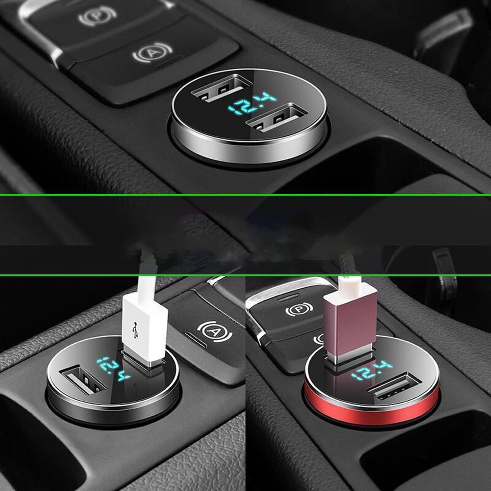 2X Dual USB Car Charger Waterproof  Socket Charger for Smartphone LED