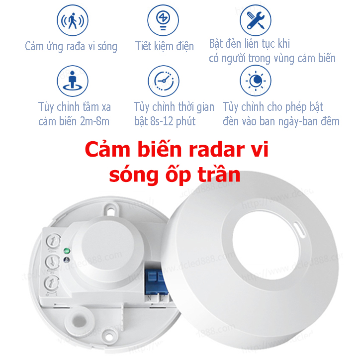 Công Tắc Cảm Ứng Chuyển Động Vi Sóng Lắp Trần