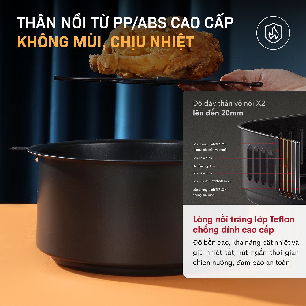 Nồi chiên không dầu 6L nhập khẩu Nhật Bản Fujihome điện tử mặt kính, bếp chiên không khí thế hệ mới - Hàng Chính Hãng