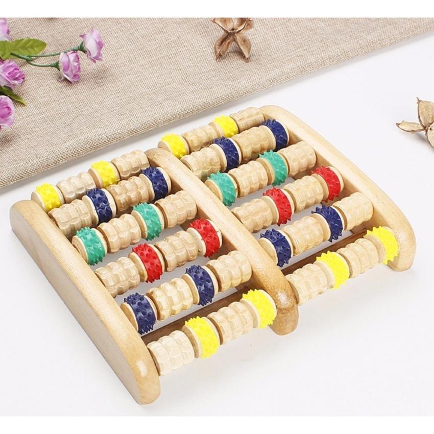 Bàn Massage Chân Bằng Gỗ 6 Hàng Loại Lớn Có Lót Cao Su Thư Giãn