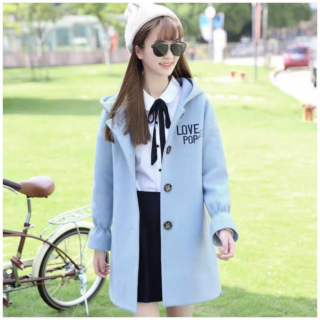 Áo Khoác Mangto Nữ có nón chất nỉ cotton dày mịn logo thêu LOVE thời trang ukg178 hot của năm