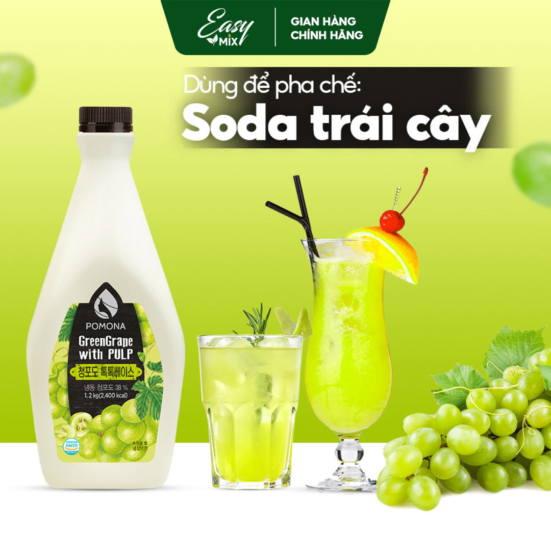 Mứt Nho Xanh Cô Đặc Pomona Green Grape Concentrate Nguyên Liệu Pha Chế Trà Sữa Trà Trái Cây Hàn Quốc Hàn Quốc 1,2kg