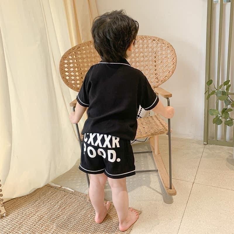 Đồ Bộ Pijama Cộc Tay Cho Bé Chất Lụa Cao Cấp In Chữ SUMO KIDS, Đồ Ngủ Lụa Cộc Tay Trẻ Em Từ 6-27Kg