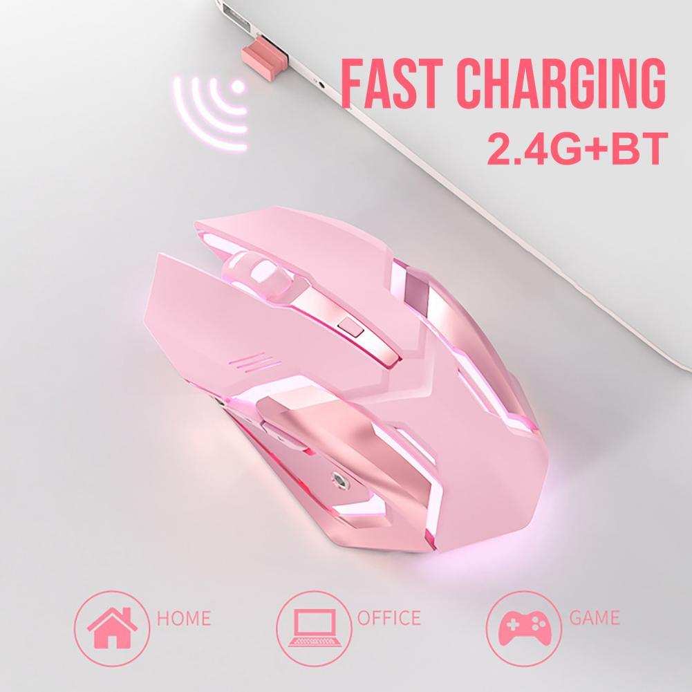 Đèn LED USB Chuột Quang Không Dây 1600Dpi Tắt Tiếng Máy Tính Máy Tính Laptop 6 Nút Chuột Chơi Game Cho DVA Overwatch-trang Sức Giọt