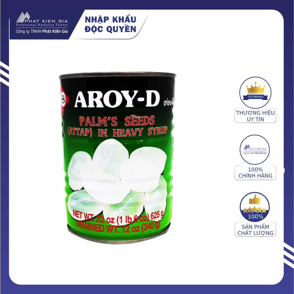 Trái Dừa Nước Ngâm Đường Aroy-D 625g (Thái Lan)
