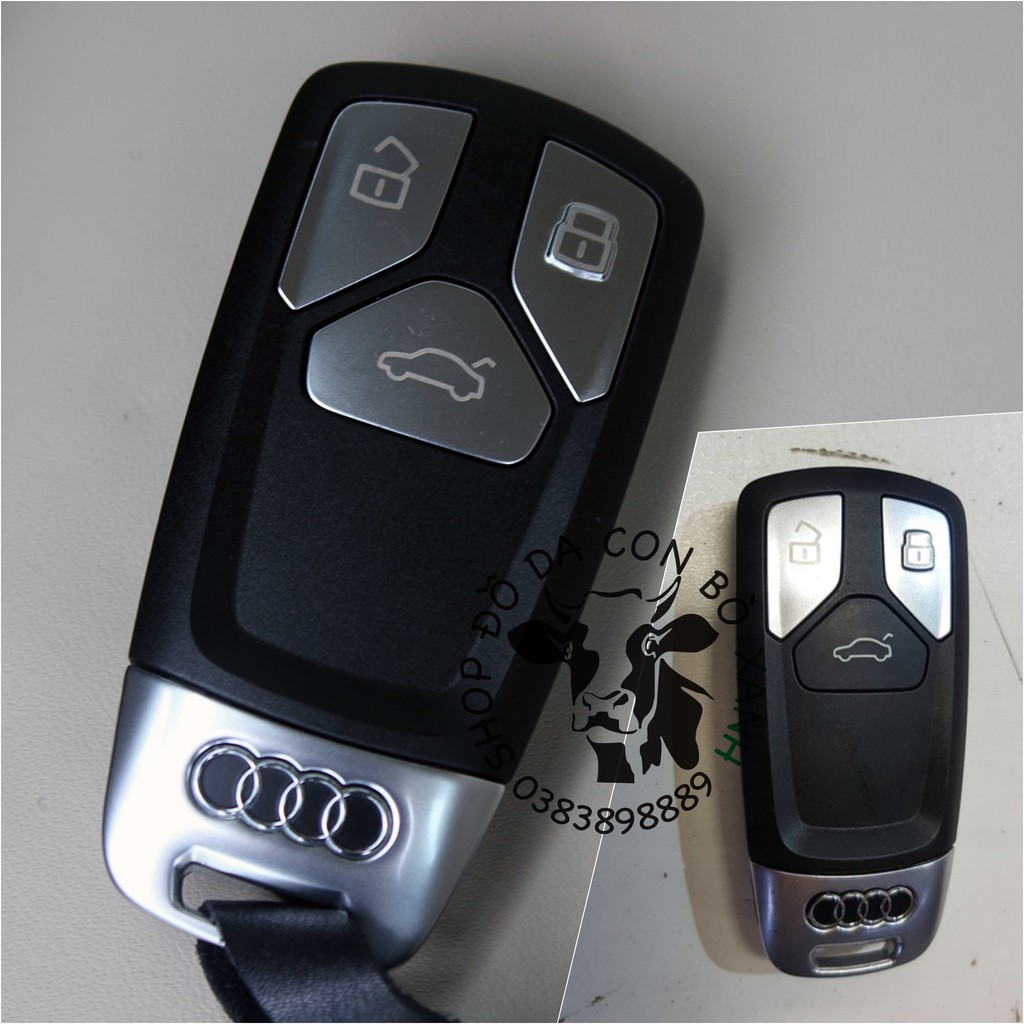 Bao da dành cho chìa khoá Audi A3, A4, A5, A6, A7, A8, A4L, A6L, Q5, Q7 handmade da thật 003