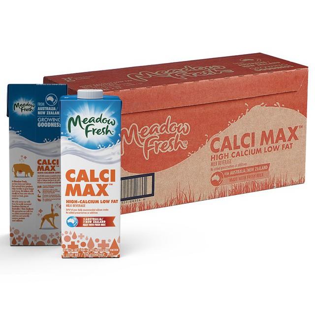 Thùng 12 hộp sữa tươi tiệt trùng Giàu Calci Ít béo Meadow Fresh 1L/ hộp