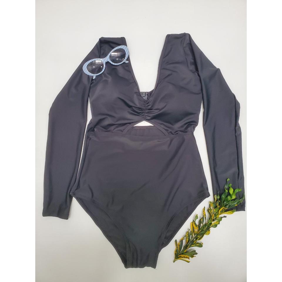 Bikini liền mảnh, Đồ bơi nữ tay dài nhún ngực khoét lưng khoét ngực siêu sexy LT-001