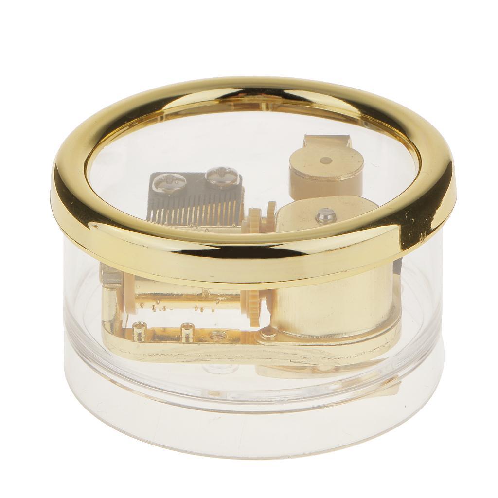 Acrylic Round Transparent Wind-up Clockwork Music Box with Melody Edelweiss