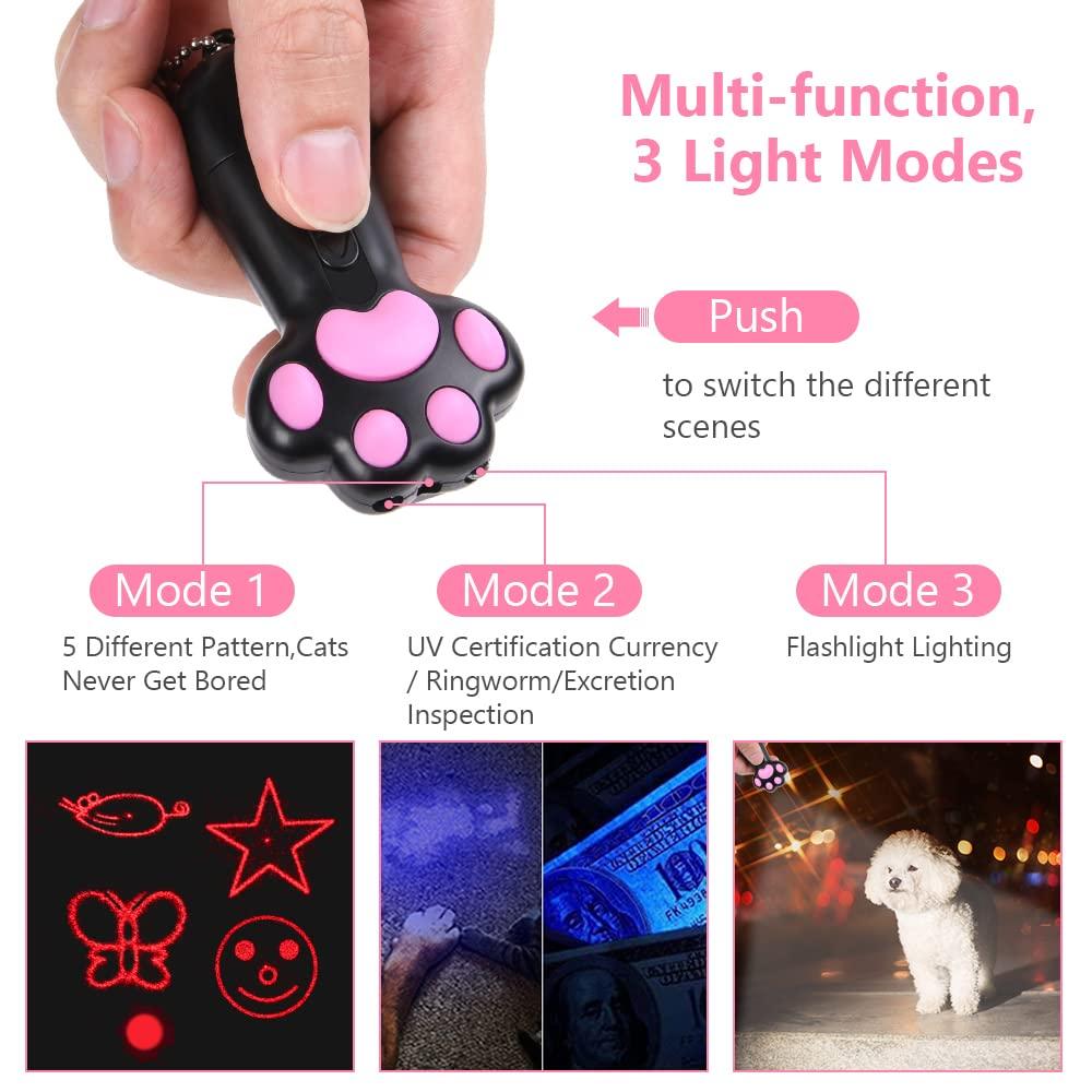 CAT sức mạnh, đồ chơi mèo LED tương tác 5 trong 1 mẫu điều chỉnh, đồ chơi đèn LED sạc USB cho công cụ huấn luyện chó trò chuyện