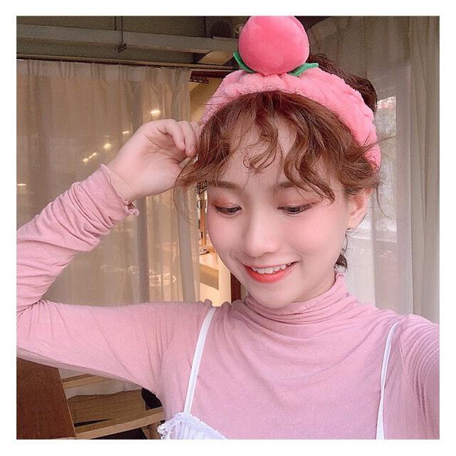 Băng Đô nữ Quả Đào Vải Bông Nhung Siêu Mềm