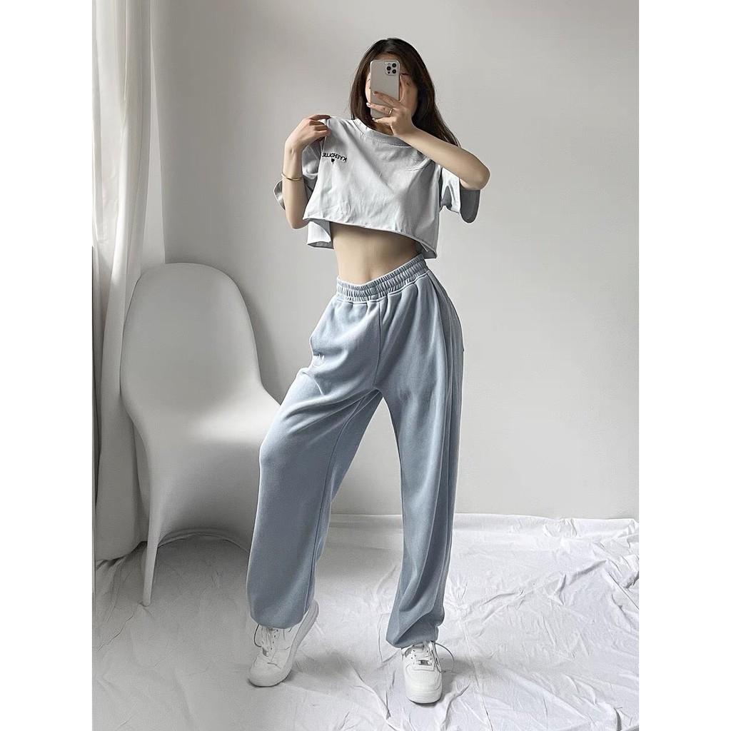 Quần jogger nữ bo gấu trơn