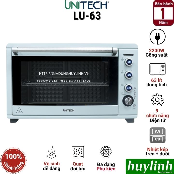 Lò nướng điện đối lưu Unitech LU-63 - 2200W - Dung tích 63 lít - 9 Chức năng - Hàng chính hãng