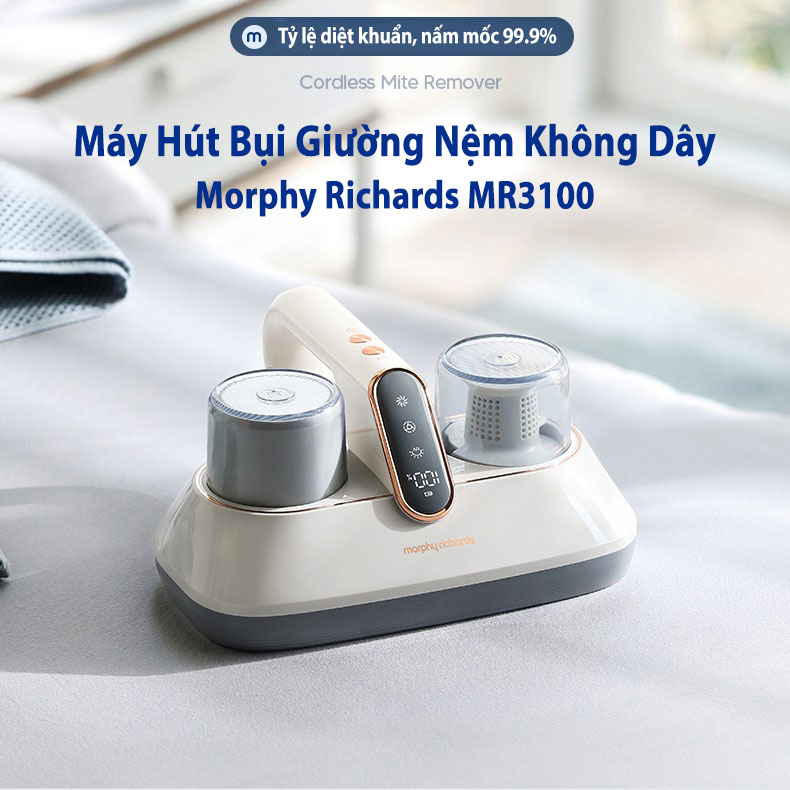 Máy hút bụi giường nệm morphy richards MR3100 phiên bản không dây, lực hút mạnh mex13000Pa, hệ thống lọc 6 lớp bền bỉ, hàng nhập khẩu