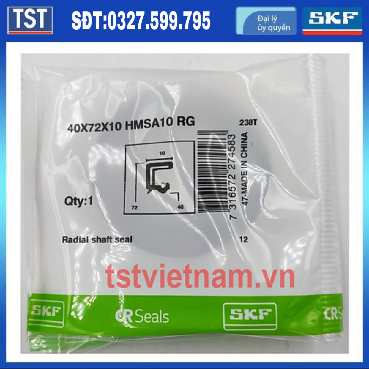Phớt chắn dầu SKF 40X72X10 HMSA10 RG