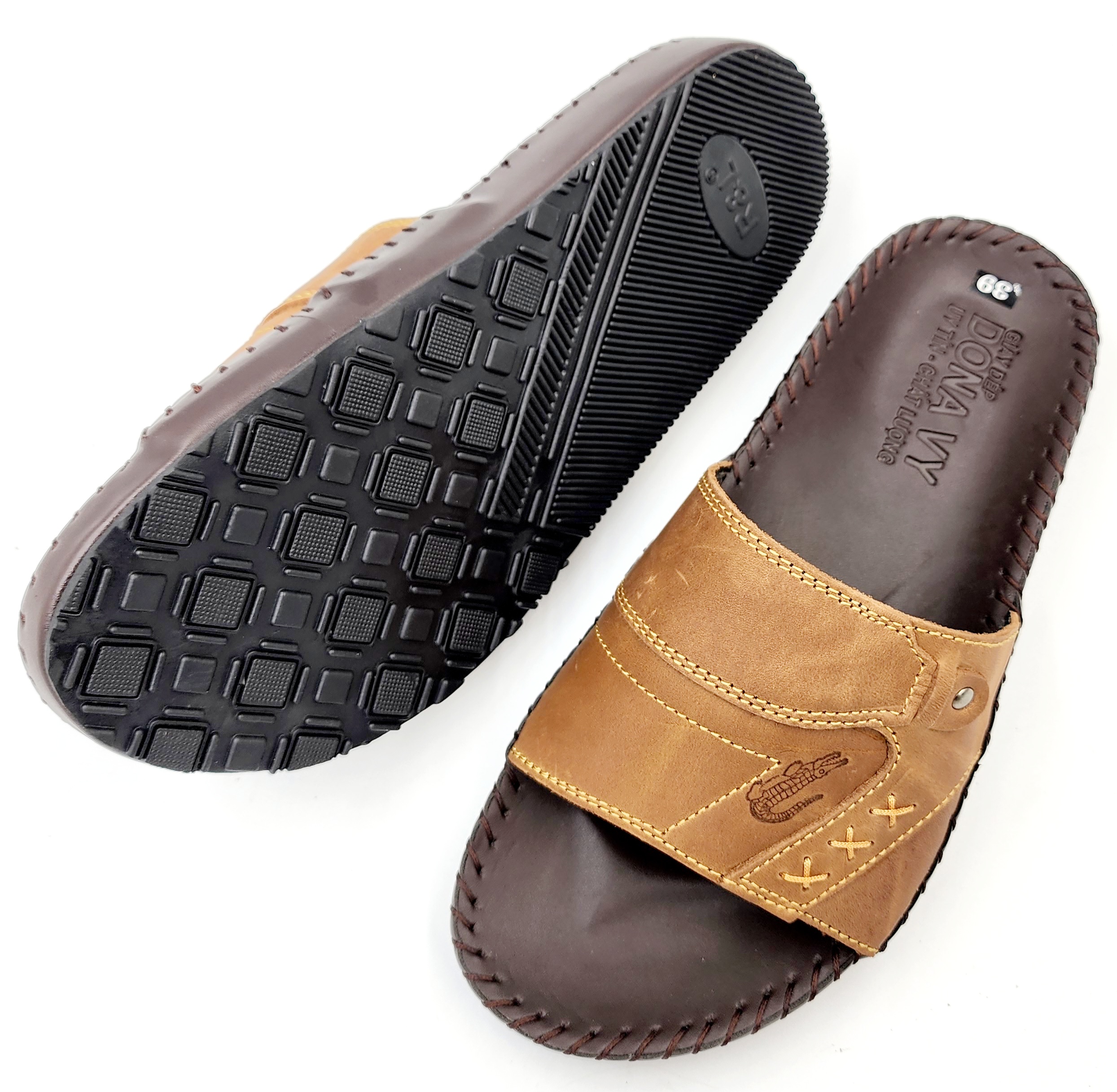 DÉP QUAI NGANG NAM DA BÒ TỰ NHIÊN DONAVYCS CAO CẤP KIỂU CÁ SẤU BẮT MẮT MAY QUAI RẤT CHẮC CHẮN DOCS3X