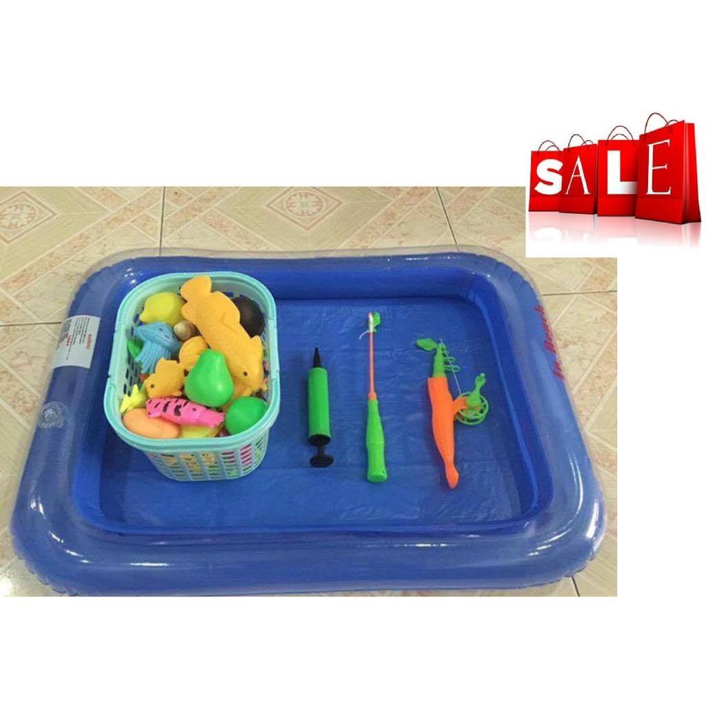 Bộ Đồ Chơi Câu Cá Kèm Bể Phao Và Bơm Tay Dành Cho Bé - Free Ship Toàn Quốc