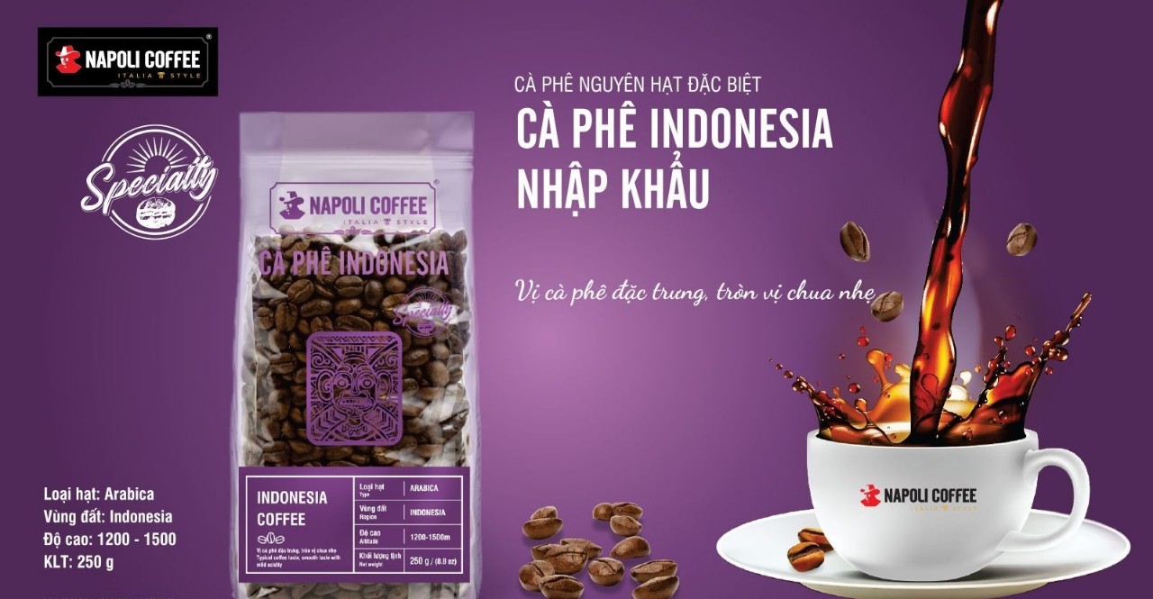 Cà Phê Arabica INDONESIA - Hương Trái Cây & Gỗ Hương - Rang Nguyên Hạt, Dùng Pha Máy/Phin Cao Cấp 250g/túi