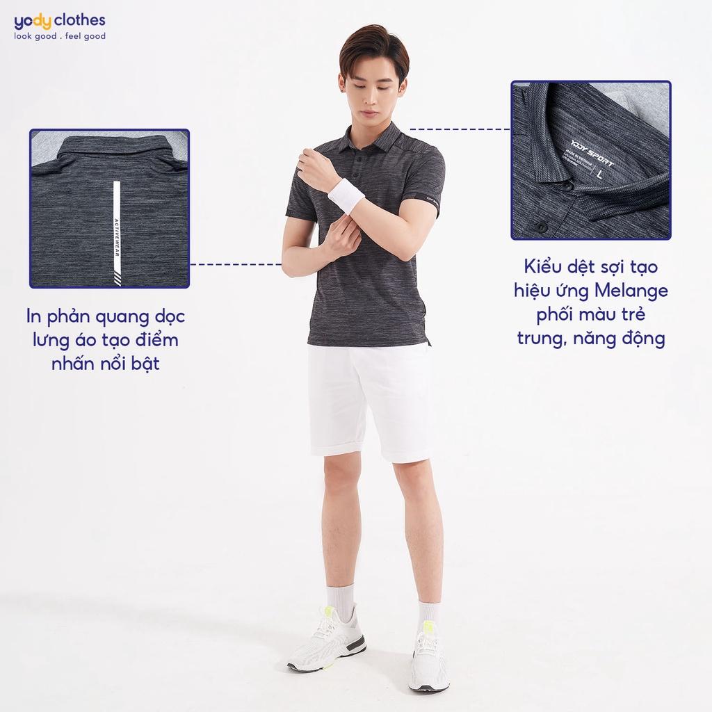 Áo polo thể thao nam YODY in phản quang thoáng mát thấm hút mồ hôi không nhăn SAM5009