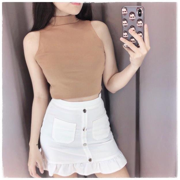 Áo ba lỗ croptop nữ thun bozip poco áo thun sát nách ôm body Queenshop