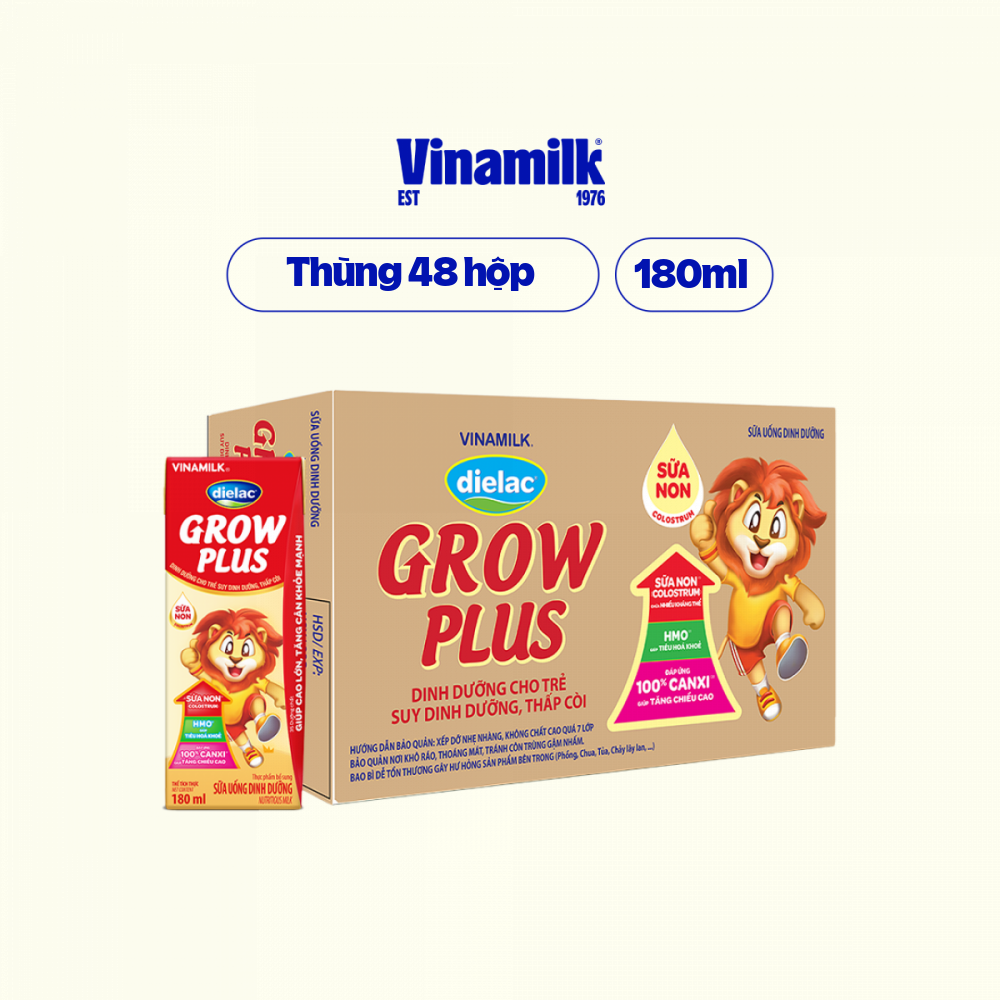 Sữa bột pha sẵn Dielac Grow Plus  - Thùng 48 hộp 180ml