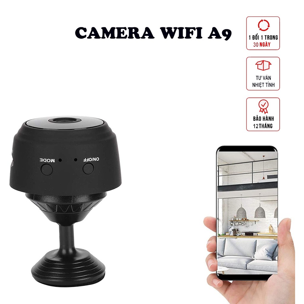 Camera mini siêu nhỏ A9 Plus FullHD 1080p IP wifi kết nối với điện thoại, quay ban đêm