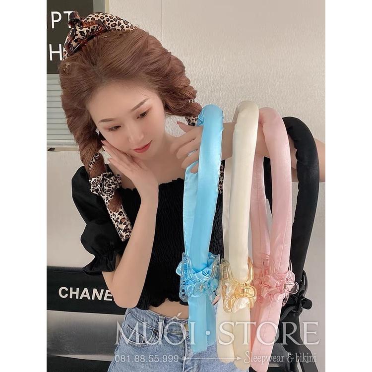 Bộ satin/lụa thanh uốn tóc xoăn sóng nước không cần nhiệt - Chất liệu mềm, lõi mềm 100% không hư tổn tóc đủ 4 món