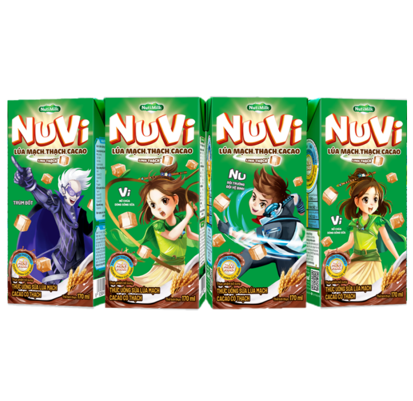 Thùng 48 hộp NuVi Thức uống Sữa Lúa Mạch Cacao có thạch TU.NLT170TI 170ml NUTIFOOD
