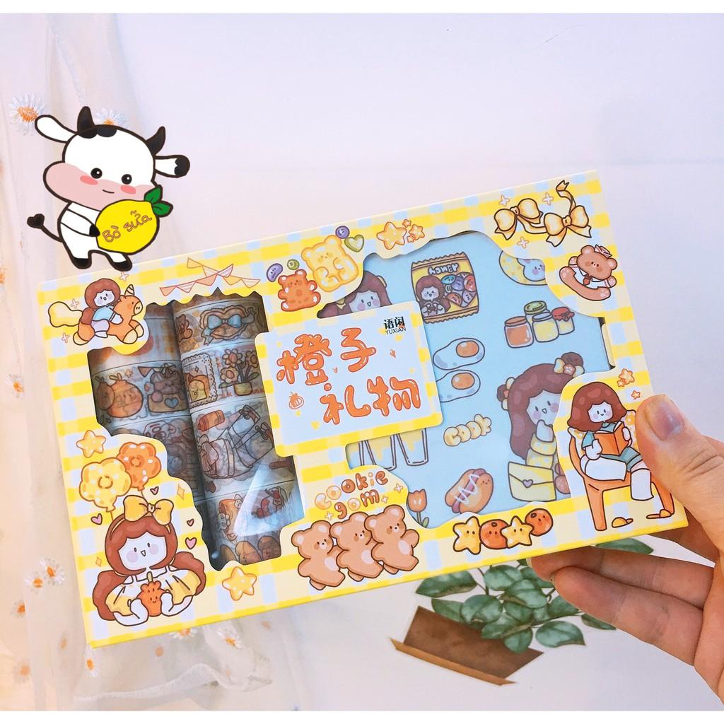 Set Washi Tape Sticker Xinh Đáng Yêu Anime Cute Trang Trí Góc Học Tập Vali Mũ Bảo Hiểm Sổ Tay Vở