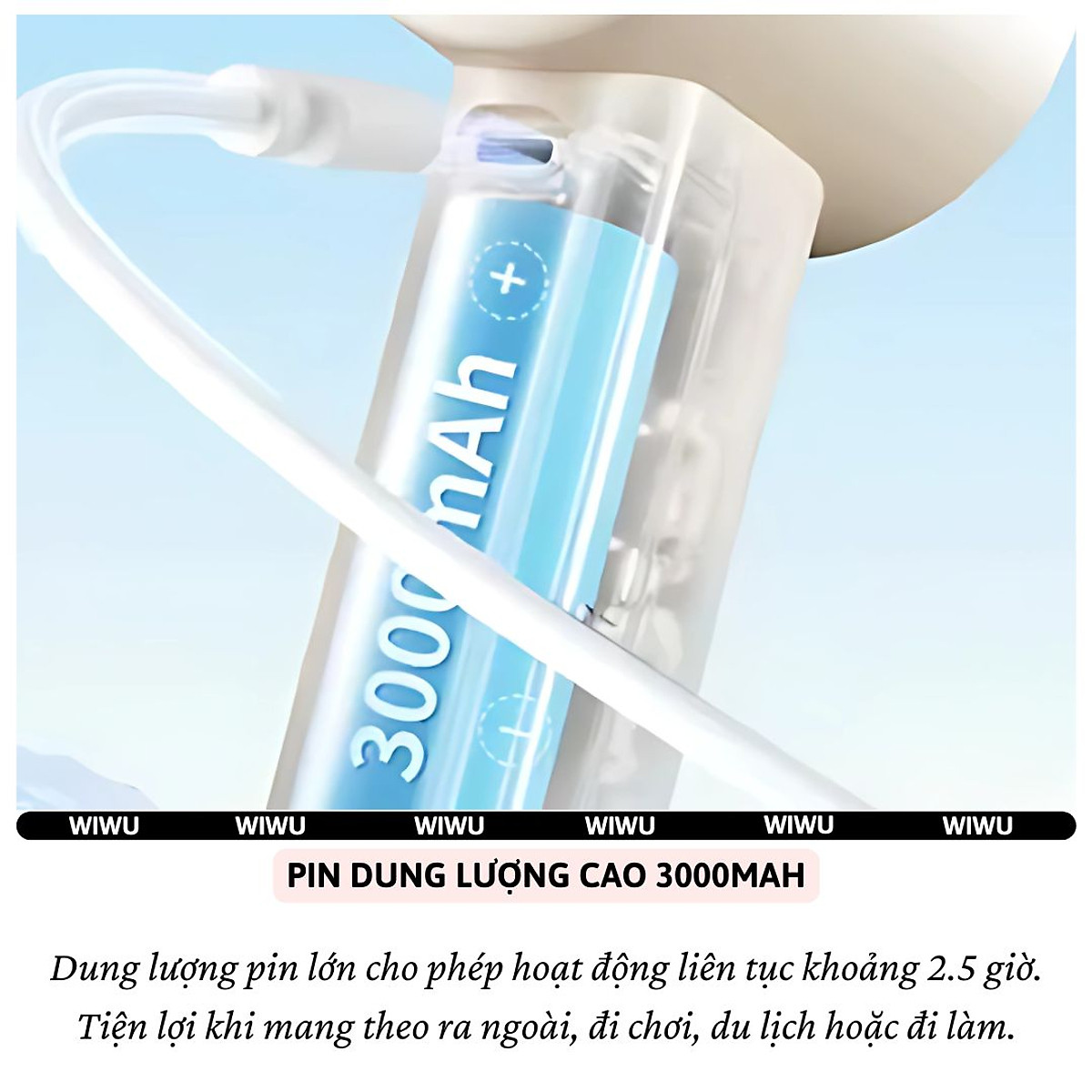 Quạt cầm tay turbo sò lạnh mini siêu mát Pin trâu 3000 mAh, nhỏ gọn linh hoạt hiệu WI WU Wi-FS016 ChillMate - 100 chế độ gió, thiết kế đẹp, bền - hàng nhập khẩu