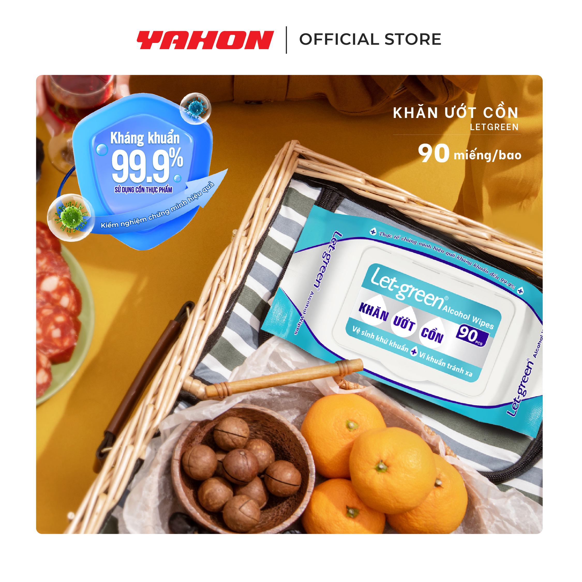 Combo Khăn Ướt Cồn LET-GREEN 90 Miếng/Bao