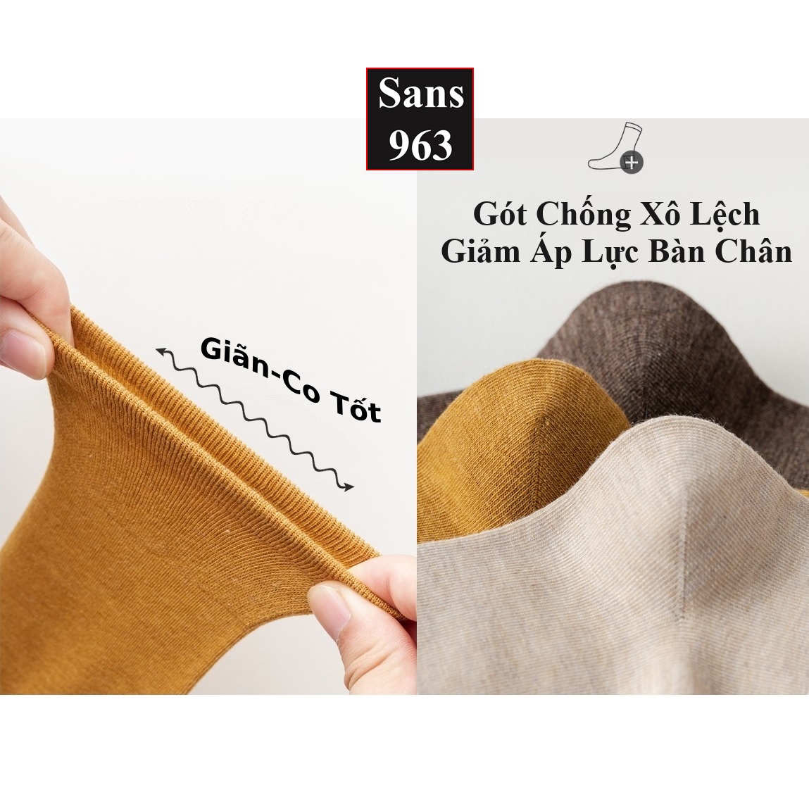 Tất vớ lười nữ trơn không cổ Sans965 hài chống tụt gót nửa bàn chân cotton mùa hè trắng đen da tím hồng cam xám xanh