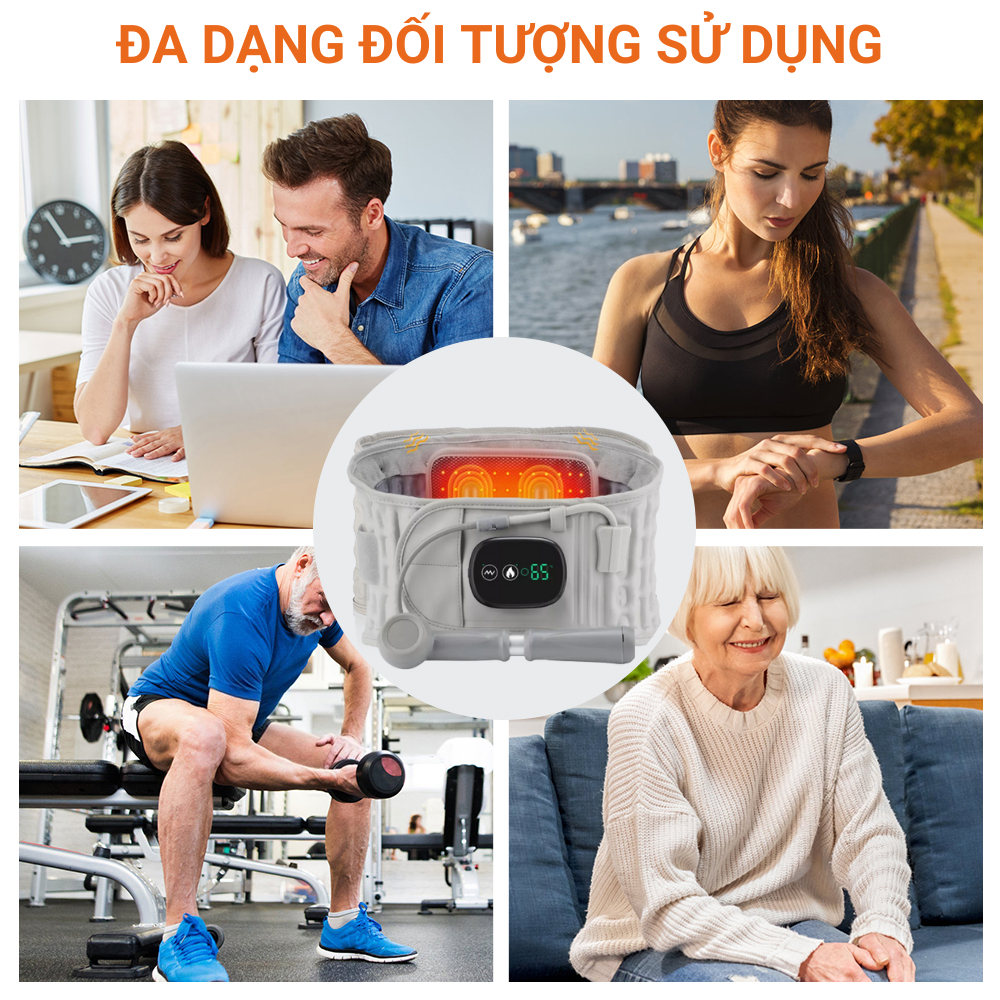 Đai Lưng Cột Sống HAILICE Massage &quot;Rung Nhiệt&quot; Hồng Ngoại hết Thoát Vị Đĩa Đệm, Tập Gym THStorm