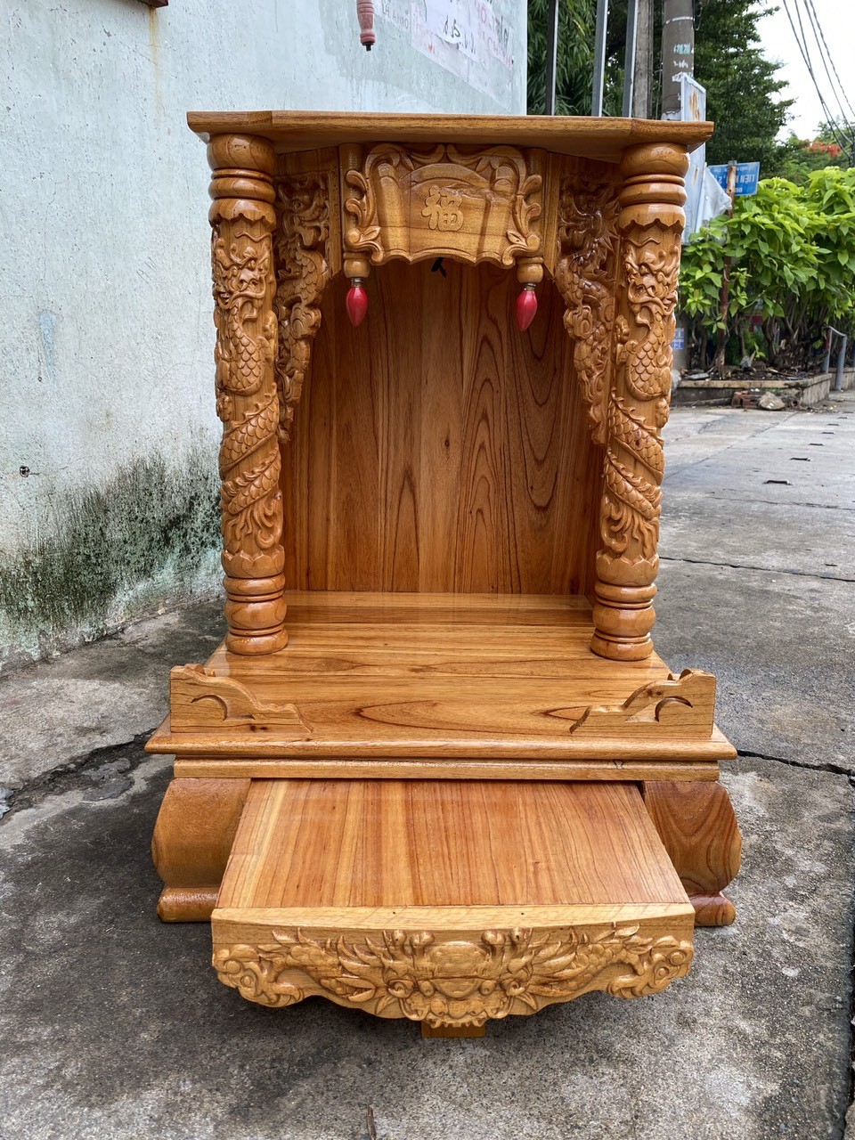 Bàn thờ thần tài ông địa gỗ xoan cao cấp 56x81 cm