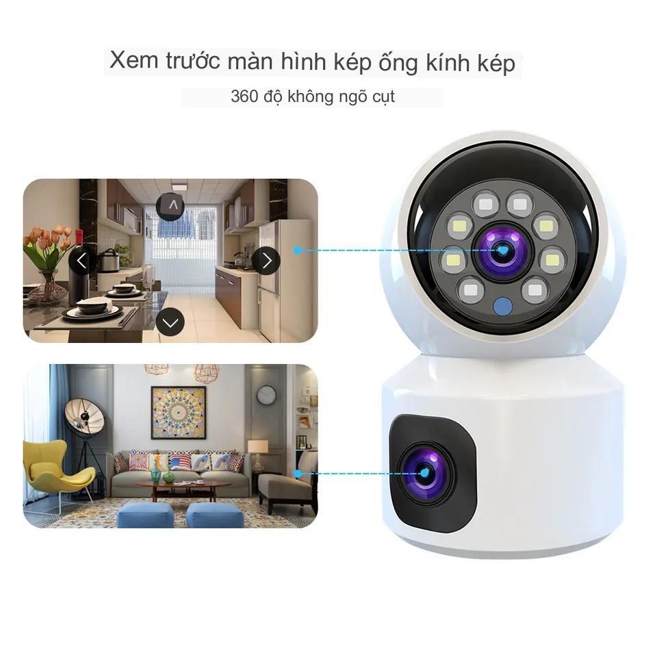 Camera trong nhà Wifi YOOSEE KÉP 6.0MP Không Dây Xem 2 Màn Hình Cùng Lúc Xoay 360 Độ, , Hỗ Trợ Đàm Thoại 2 Chiều - Hàng nhập khẩu